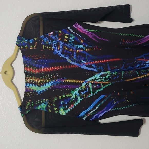 NWT Joseph Ribkoff Print Dress With Mesh 3/4 Sleeves Bright Dress, Size 10 - Picture 11 of 17